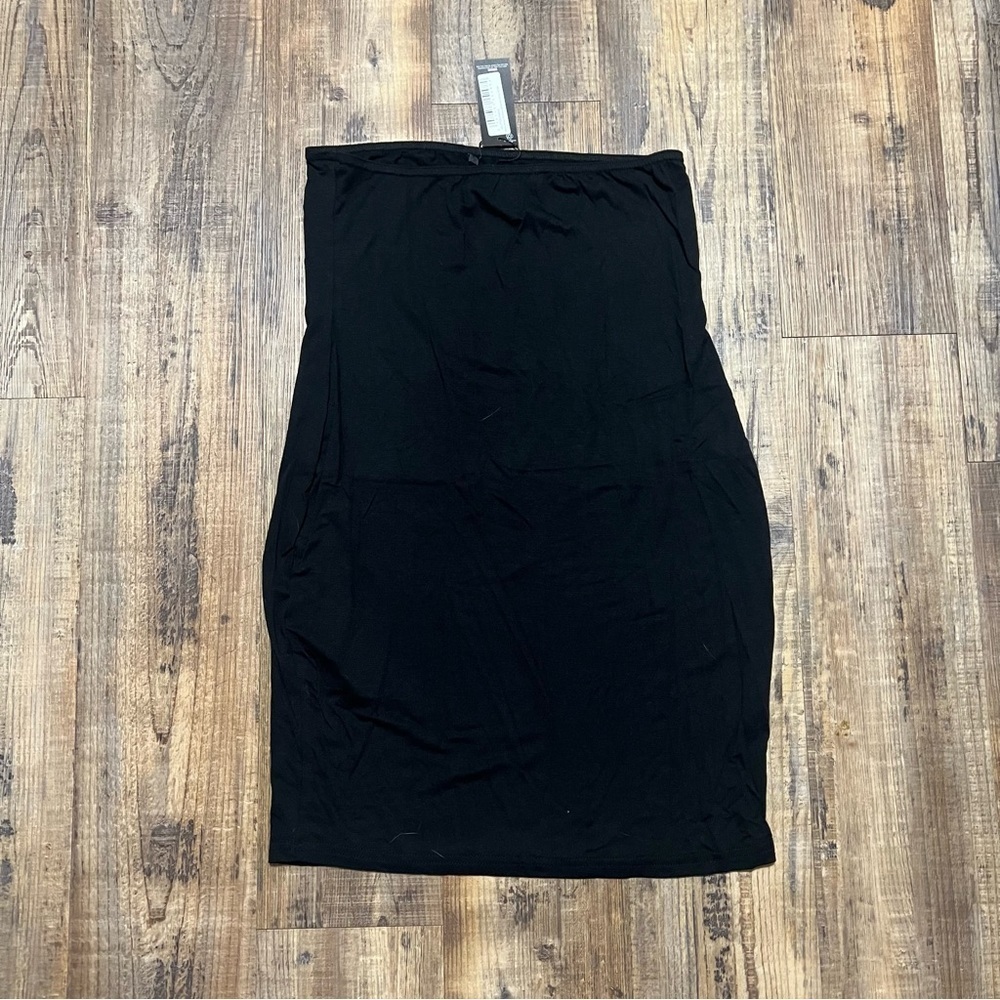 Pretty Little Thing Womens Black Jersey Bandeau Bodycon Dress Size 8 NWT